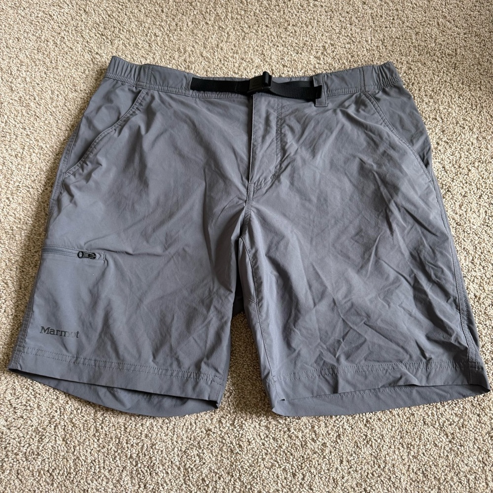 Marmot Men's Gray Outdoor Hiking Shorts with Integrated Belt